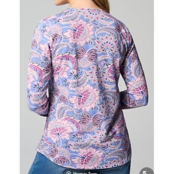 Pure Jill Long Sleeve Shirttail Tee Women Size Small NWT Pima Cotton Crew Neck - Picture 2 of 14